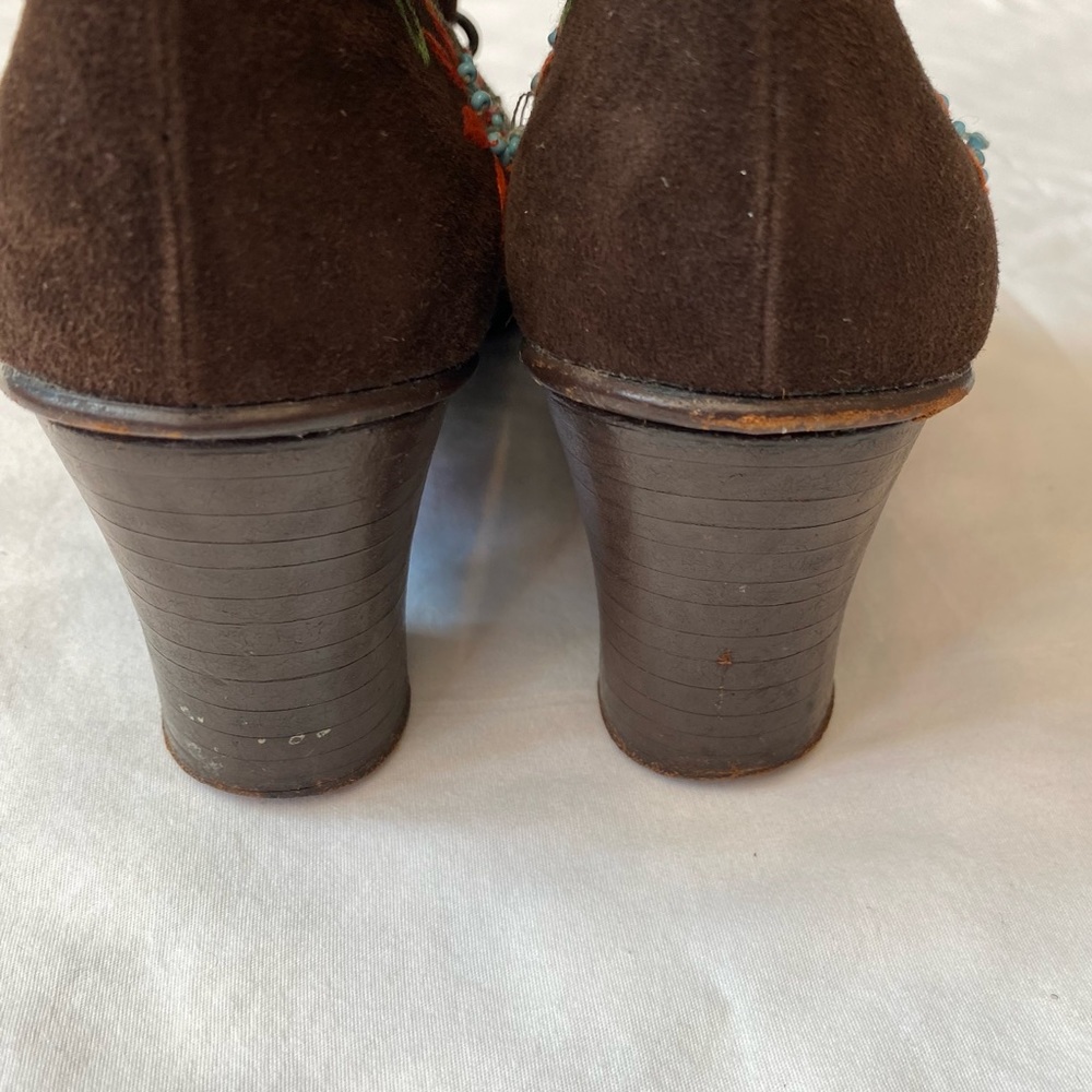 Vintage 70s Jerry Edouard Embroidered Knee High Lace Up Boots, 7B - Picture 5 of 16